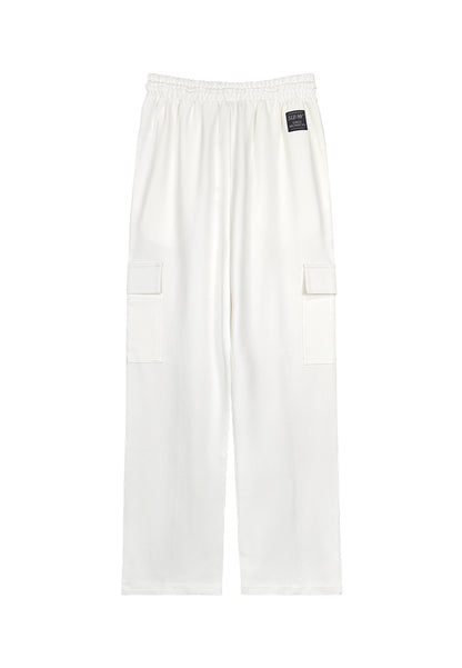 Women Wide Leg Long Jogger - White - 310206