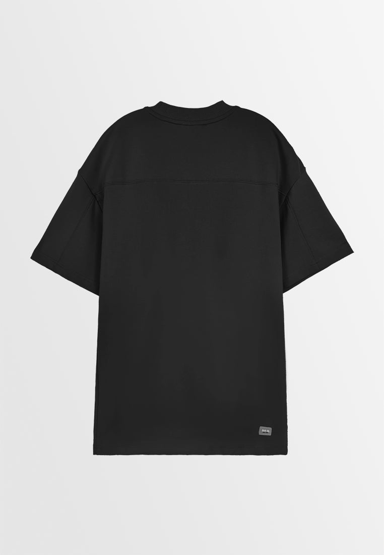 Men Oversized T-Shirt Short Sleeve - Black - 410144