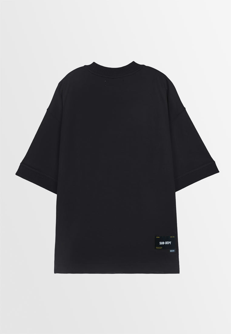 Men Oversized T-Shirt Short Sleeve - Black - 310113