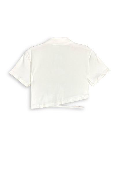 Women Crop Polo Tee - White - 410273