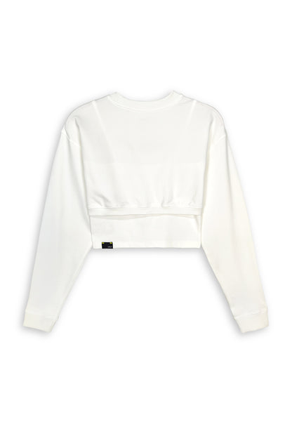 Women Long-Sleeve Sweatshirt Crop Top - White - 410286