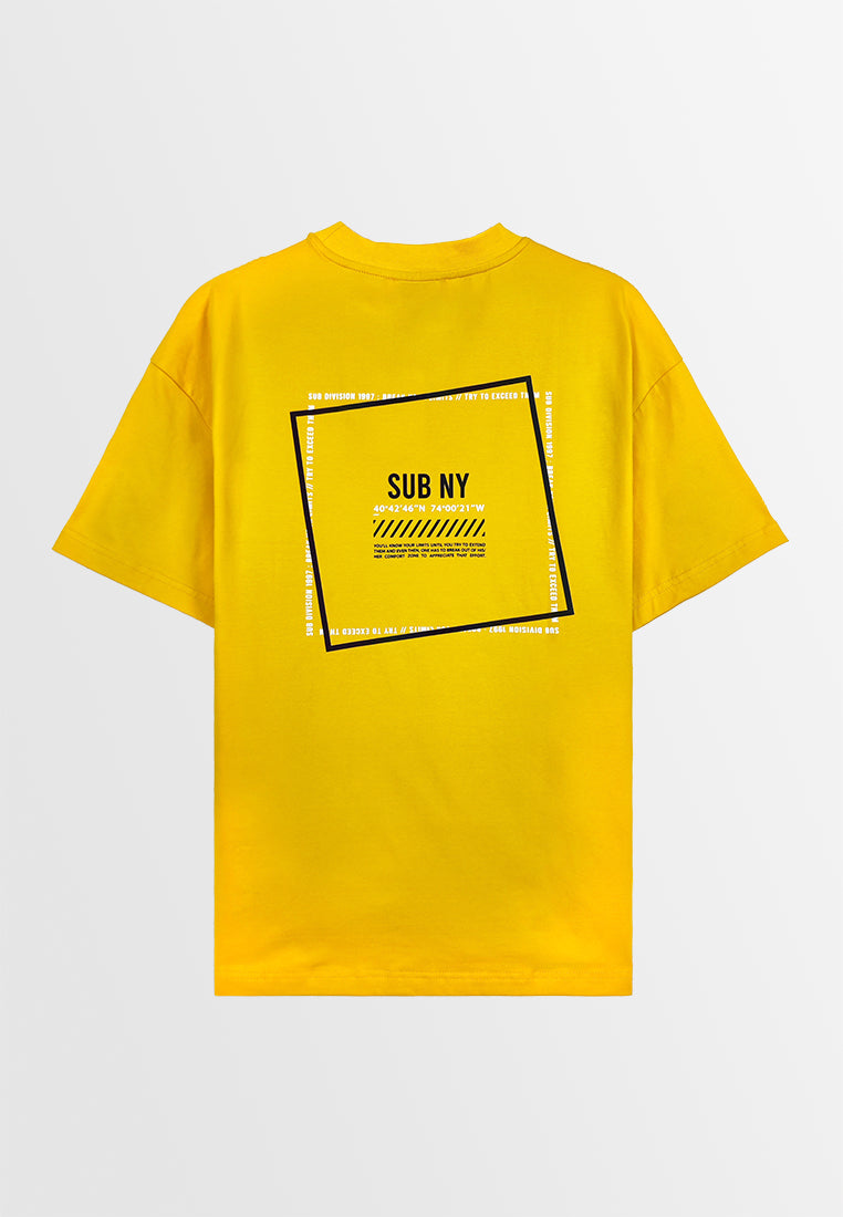 Men Oversized T-Shirt Short Sleeve - Yellow - 310063