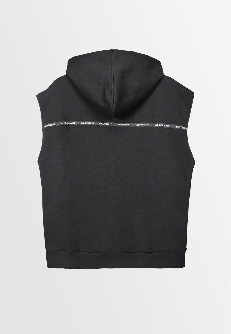 Men Sleeveless Sweatshirt Hoodies - Black - 310022