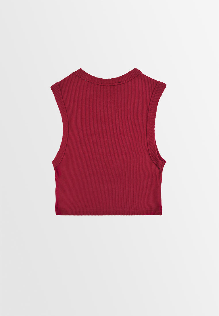 Women Sleeveless Crop Top - Maroon - 410025