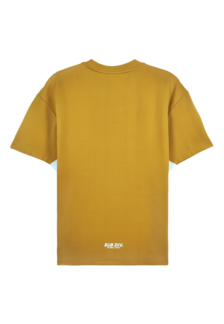 Men Oversized T-Shirt Short Sleeve - Dark Yellow - 410038