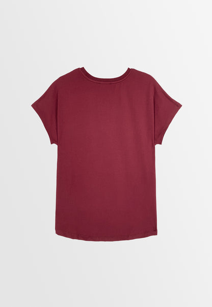 Women Short-Sleeve Basic Tee - Maroon - 310220