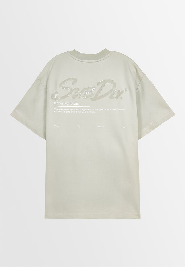 Men Oversized T-Shirt Short Sleeve - Khaki - 410248