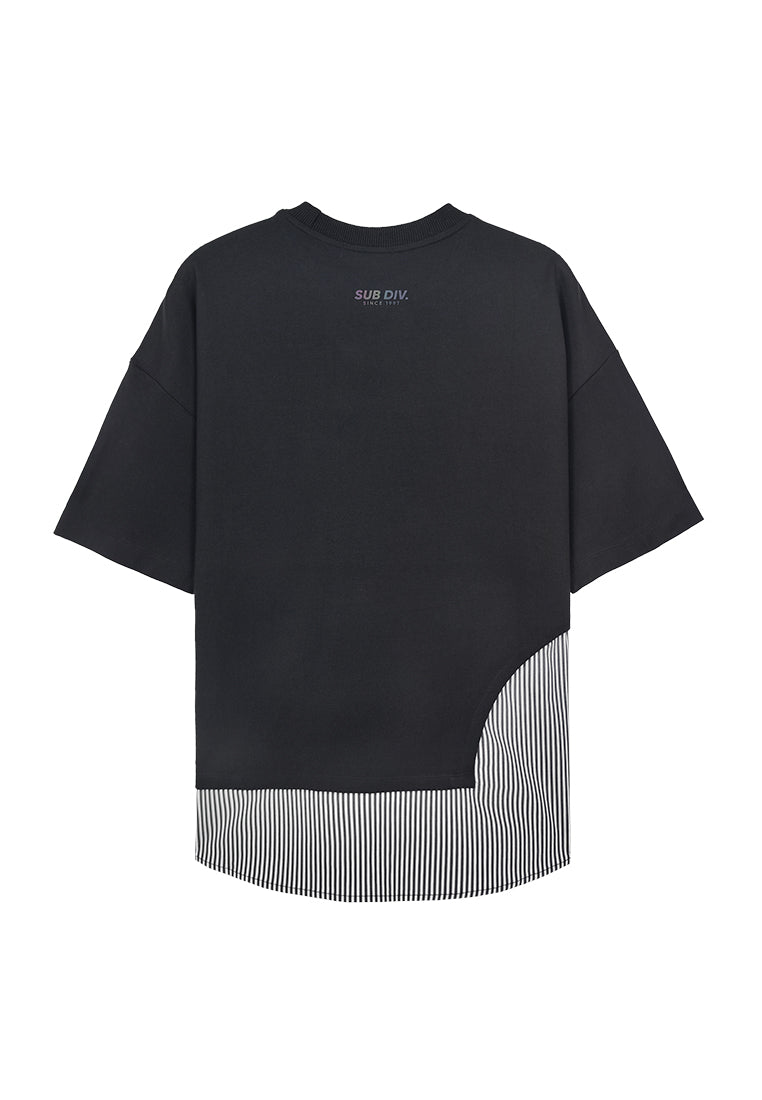 Men Oversized T-Shirt Short Sleeve - Black - 310172