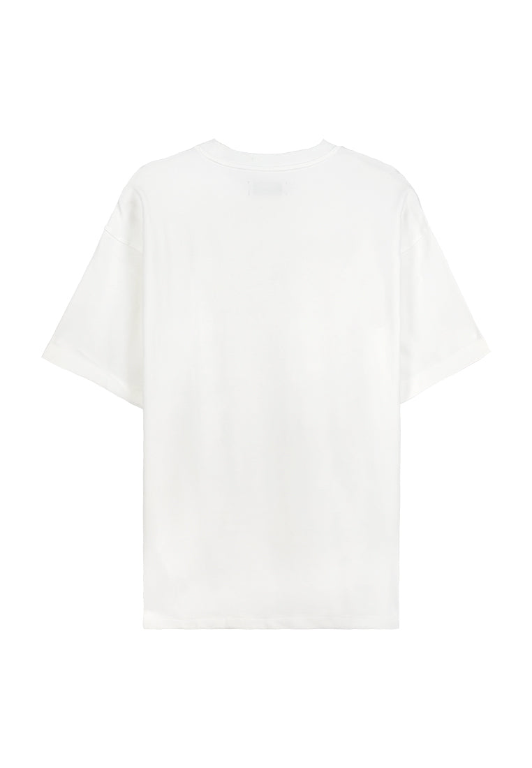 Men Oversized T-Shirt Short Sleeve - White - 310079