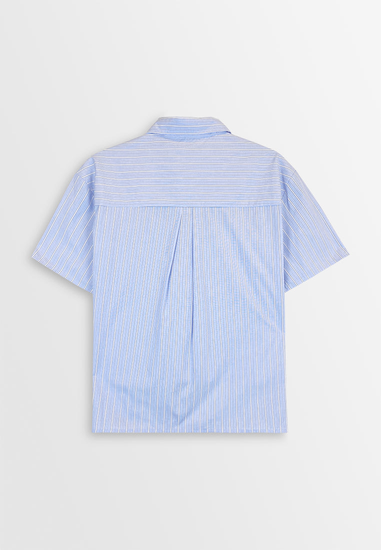 Women Short-Sleeve Striped Shirt - Light Blue - 410262