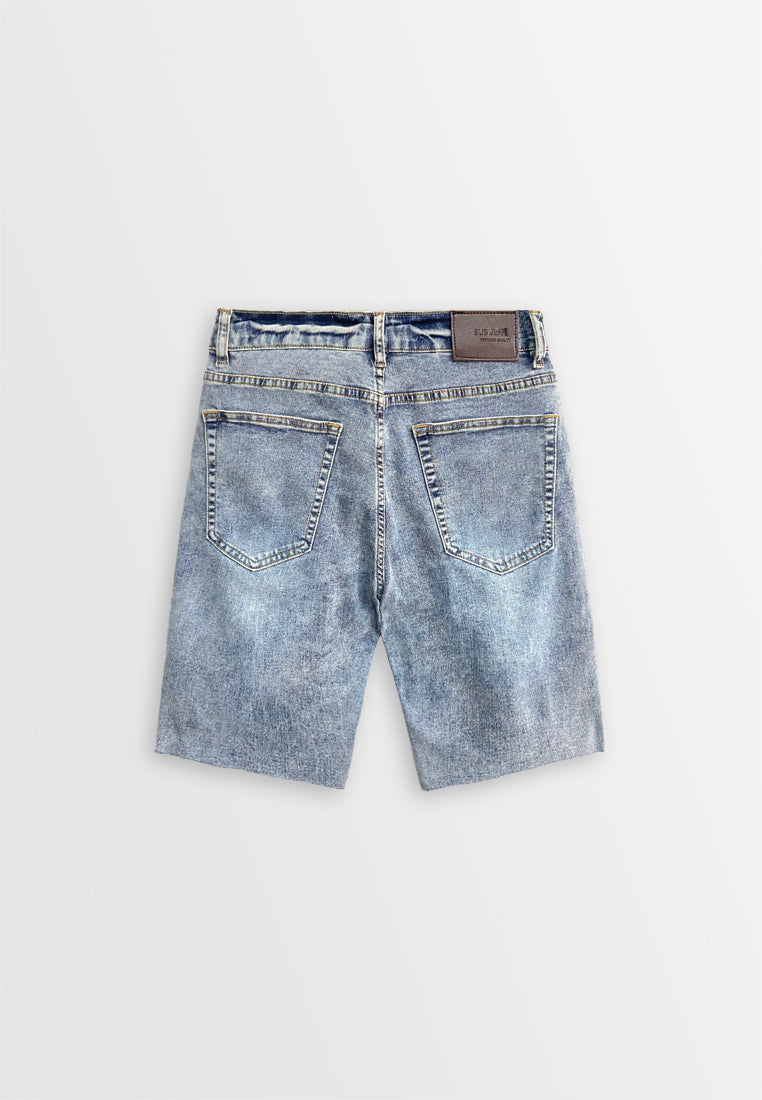 Men Ripped Short Jeans - Blue - 510054