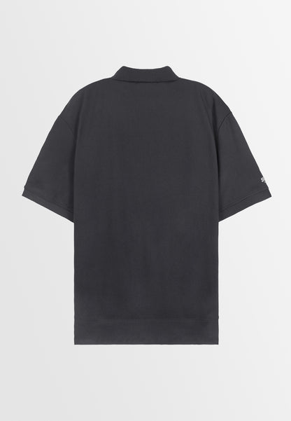 Men Short-Sleeve Oversized Polo Tee - Black - 310223