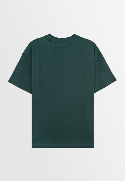 Men Oversized T-Shirt Short Sleeve - Dark Green - 310064