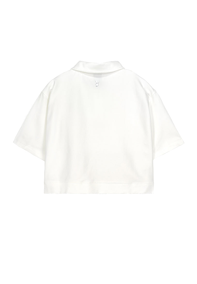 Playboy x SUB Women Cropped Polo Tee - White - 410105