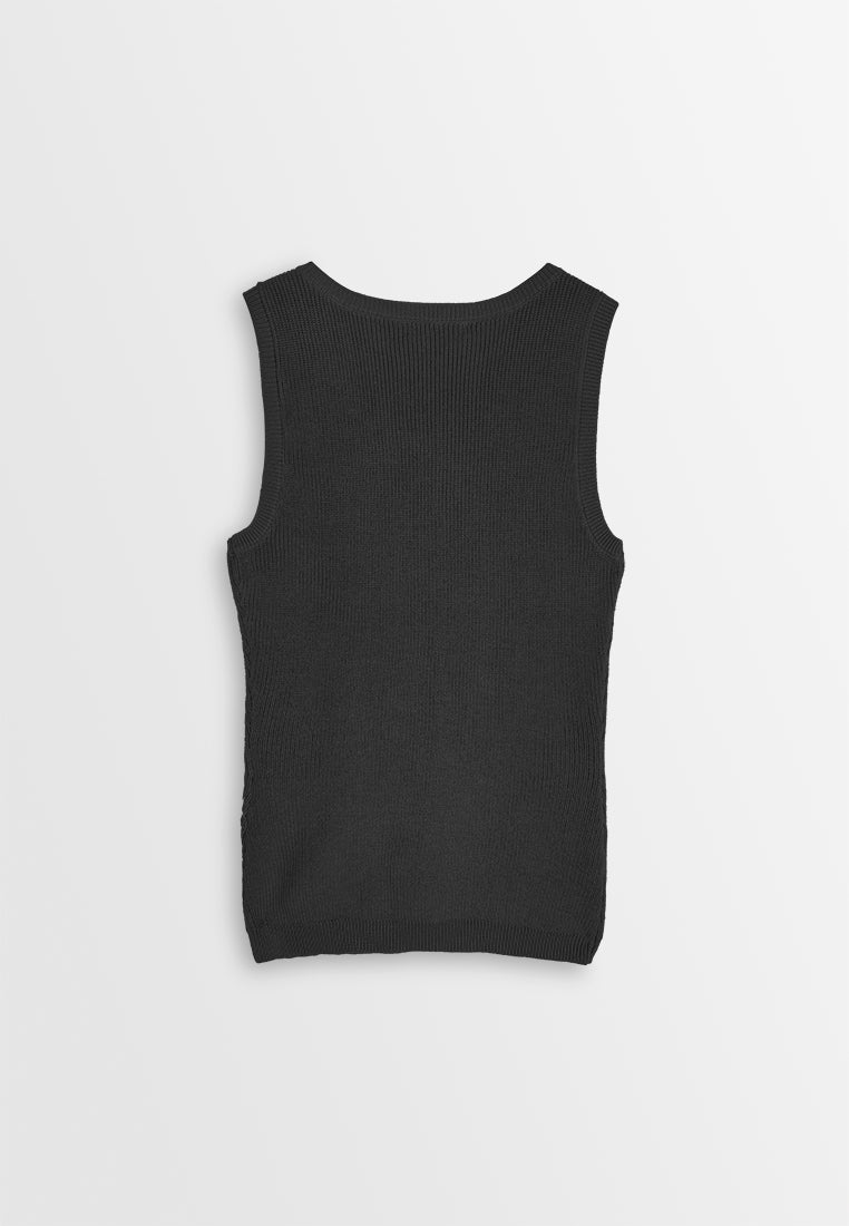 Women Sleeveless Knit Crop - Black - 410256