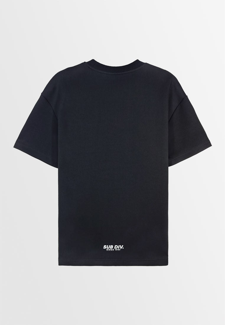 Men Oversized T-Shirt Short Sleeve - Black - 310189