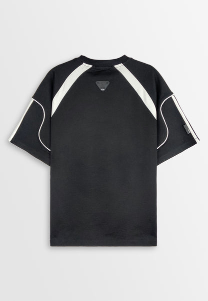 Men Oversized T-Shirt Short Sleeve - Black - 410437