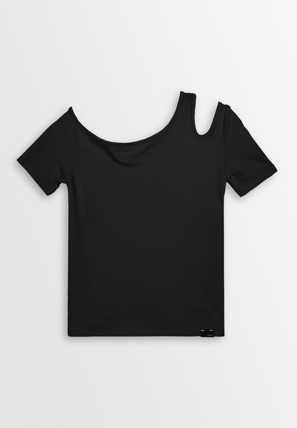 Women Short-Sleeve Fashion Tee - Black - 410284