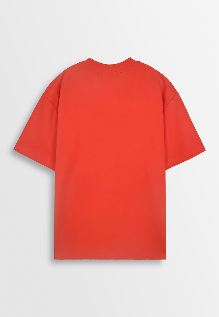 Men Oversized T-Shirt Short Sleeve - Orange - 410196