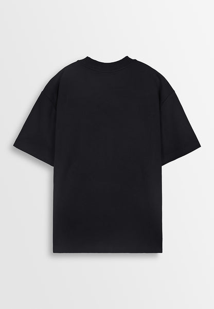 Men Oversized T-Shirt Short Sleeve - Black - 410195