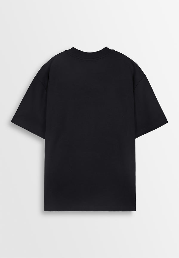 Men Oversized T-Shirt Short Sleeve - Black - 410195