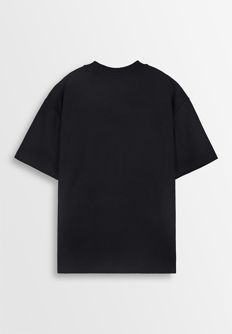 Men Oversized T-Shirt Short Sleeve - Black - 410195