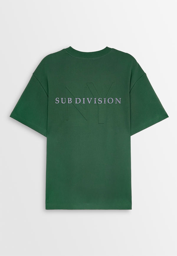 Men Oversized T-Shirt Short Sleeve - Dark Green - 410358