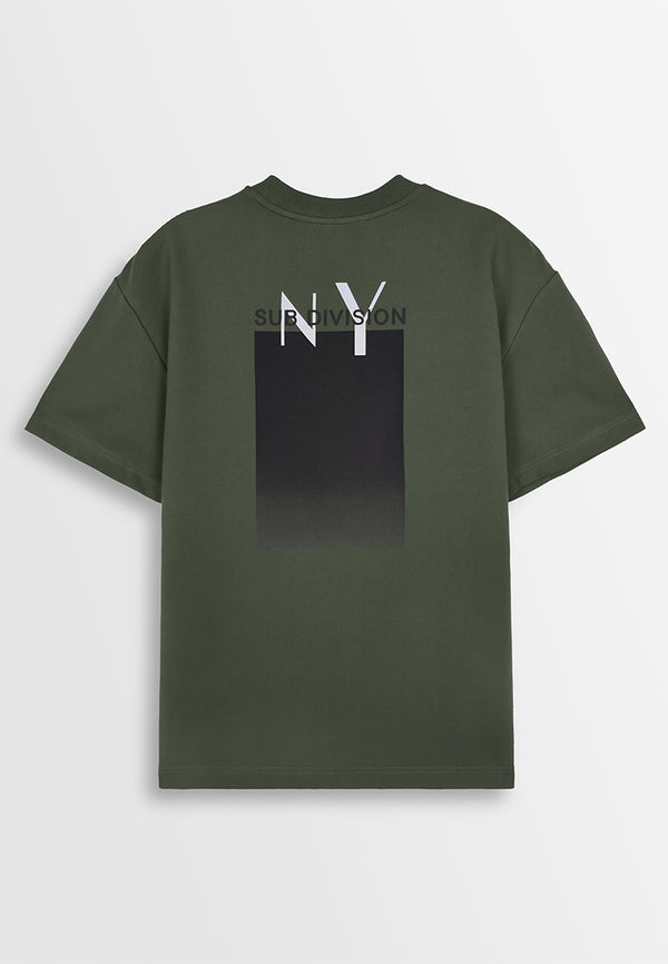 Men Oversized T-Shirt Short Sleeve - Army Green - 410322