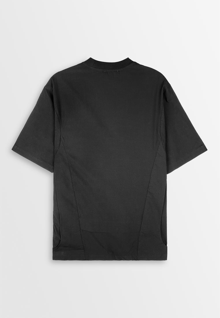 Men Oversized T-Shirt Short Sleeve - Black - 410291