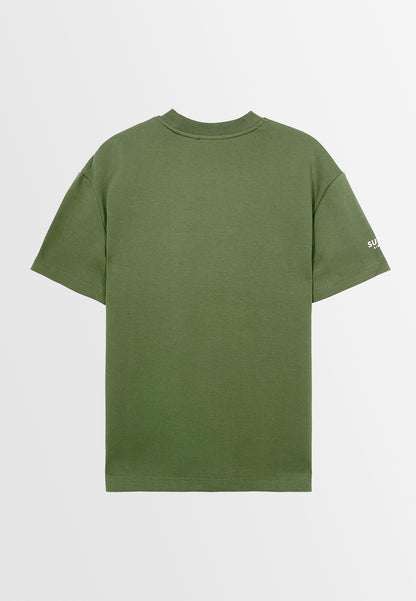 Men Oversized T-Shirt Short Sleeve - Army Green - 310193