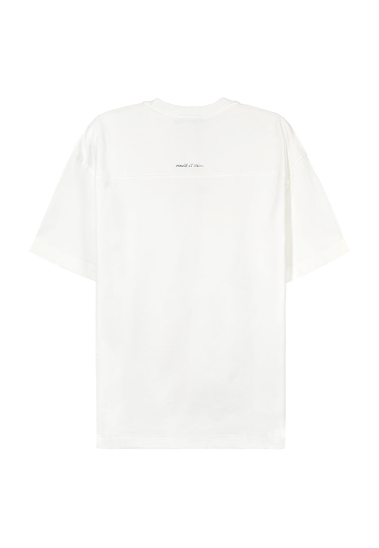 Men Oversized T-Shirt Short Sleeve - White - 310013