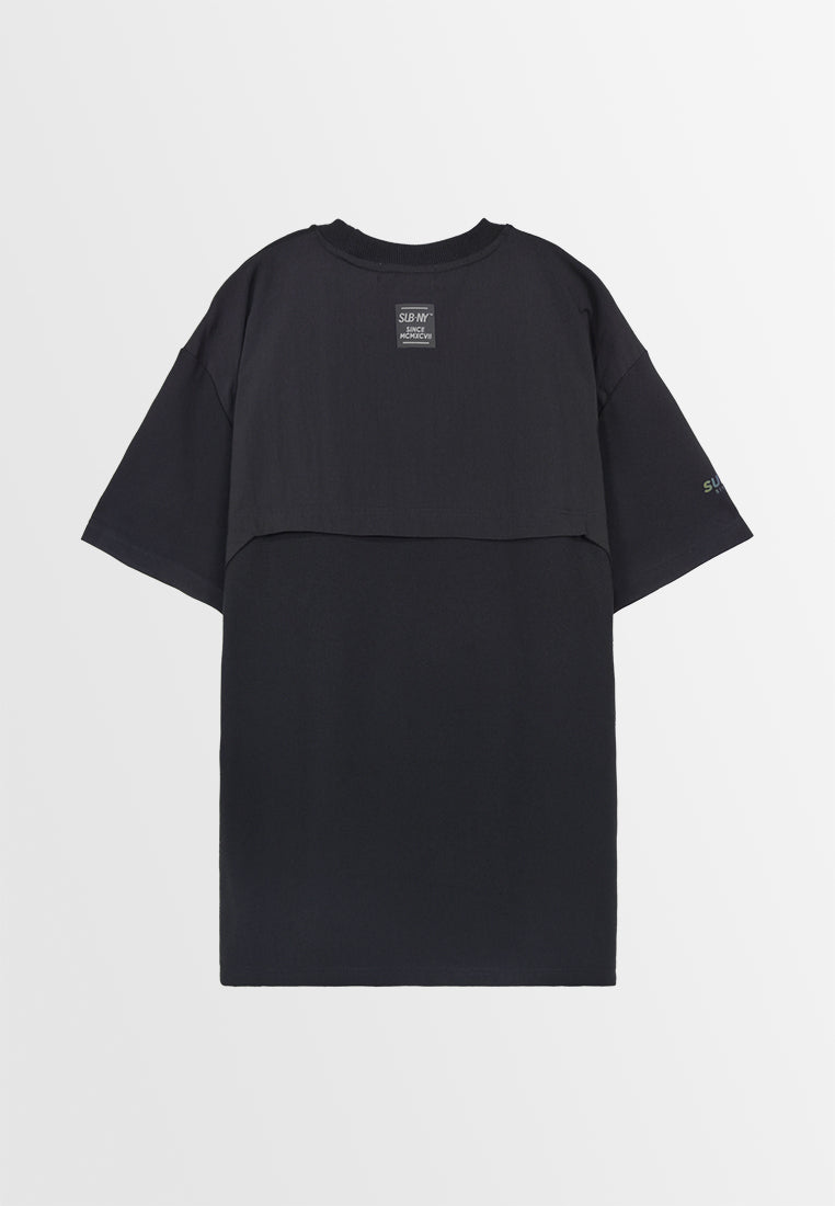 Men Oversized T-Shirt Short Sleeve - Black - 310173