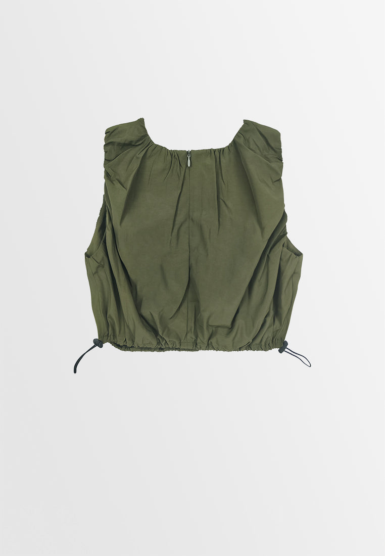 Women Sleeveless Blouse - Army Green - 310037