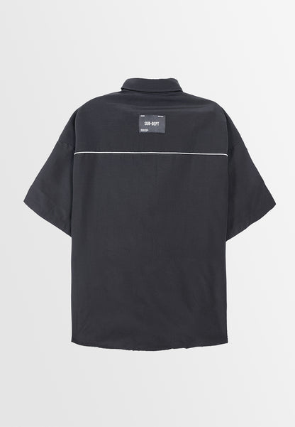 Men Oversized Short-Sleeve Shirt - Black - S3M745