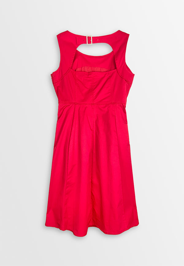 Women Sleeveless Midi Dress - Red - 410367