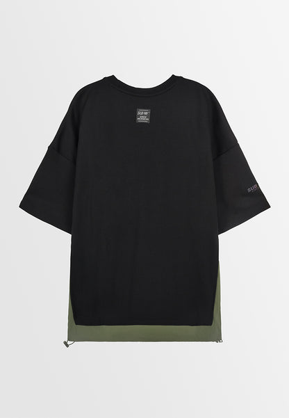 Men Oversized T-Shirt Short Sleeve - Black - 310165