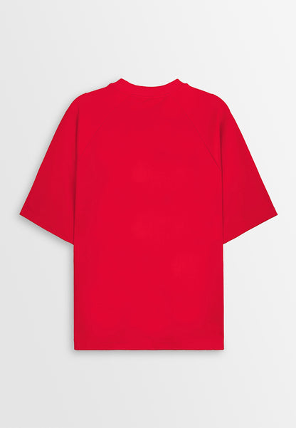 Men Oversized T-Shirt Short Sleeve - Red - 410405