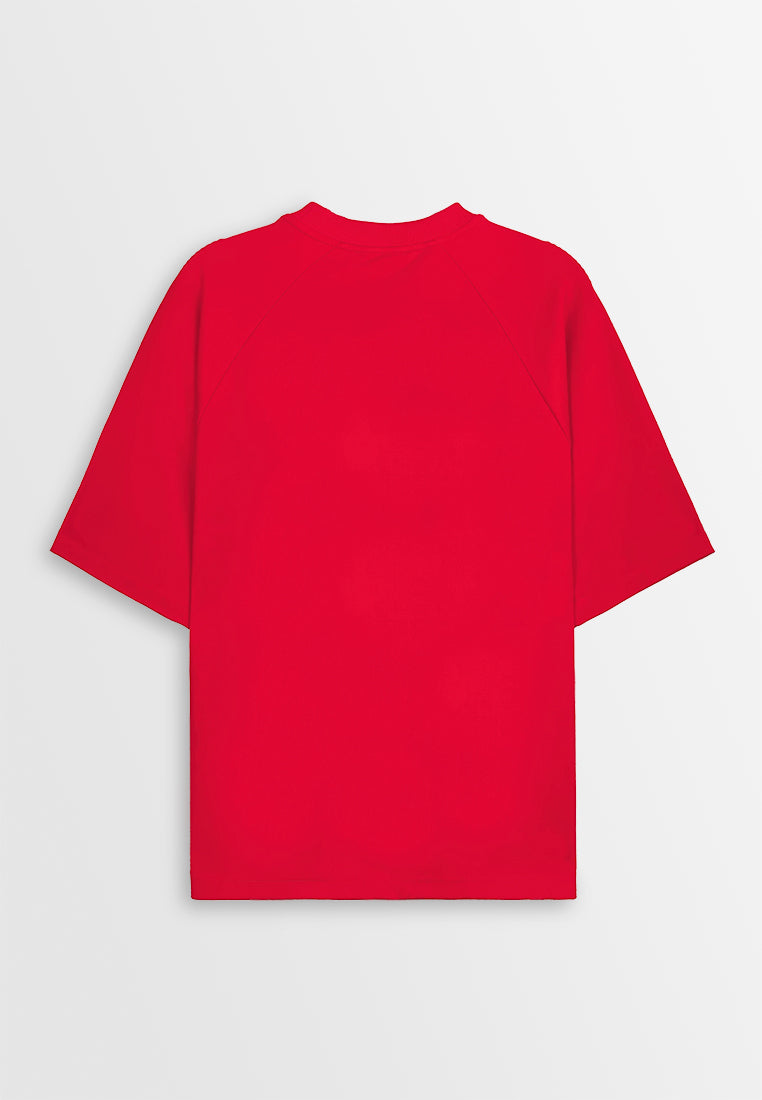 Men Oversized T-Shirt Short Sleeve - Red - 410405