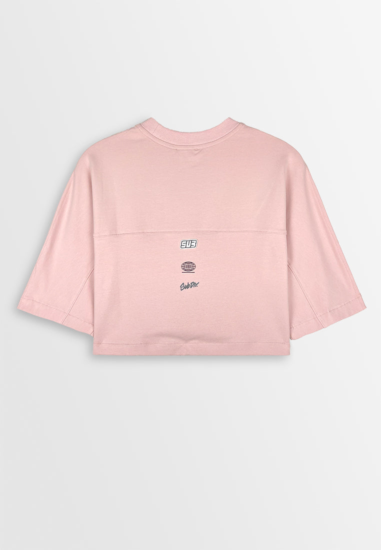 Women Oversized Short-Sleeve Fashion Tee - Pink - 410451