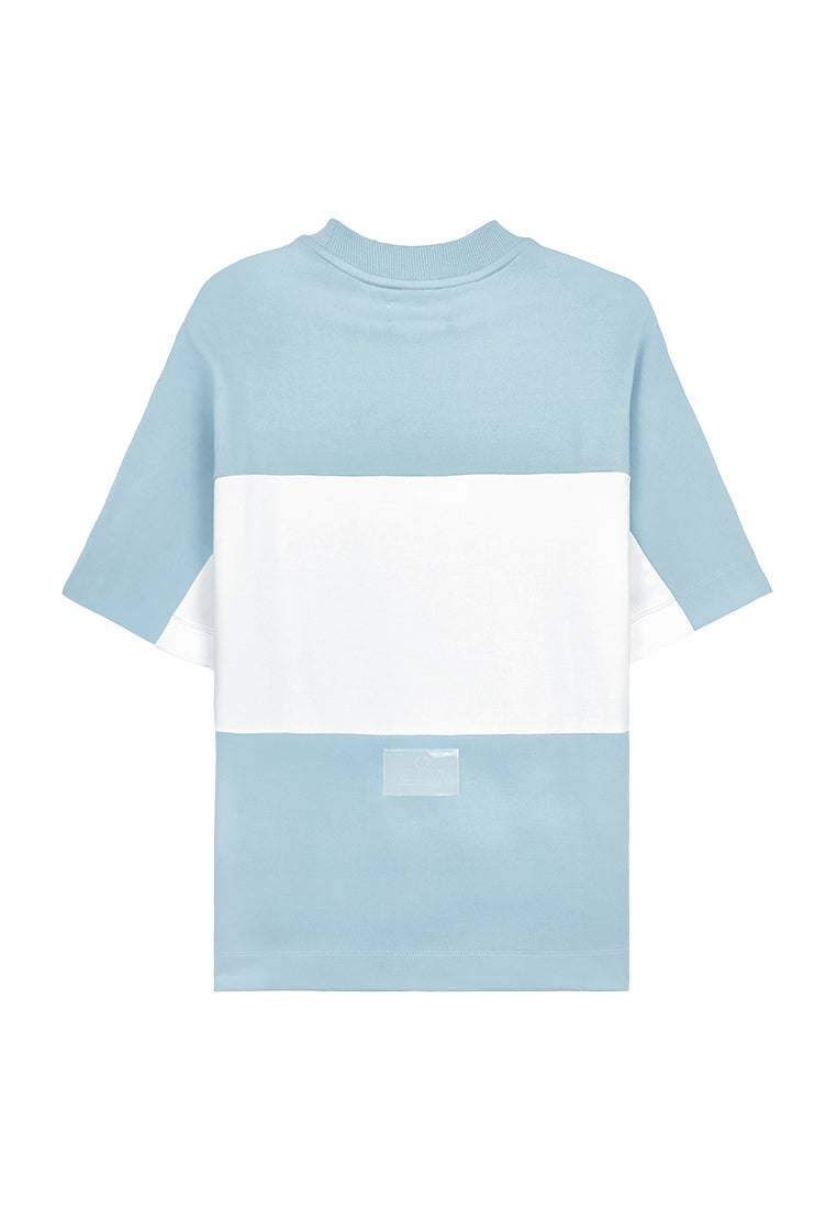 Men Oversized T-Shirt Short Sleeve - Blue - 410071