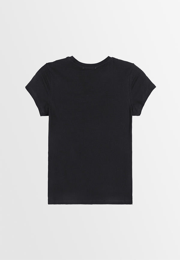 Women Short-Sleeve Graphic Tee - Black - 410119