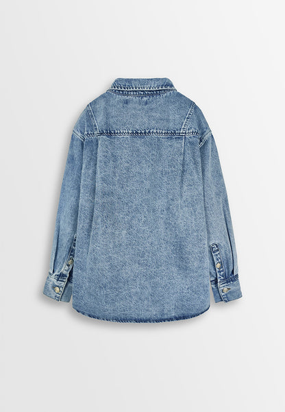 Men Oversized Denim Jacket - Blue - 310126