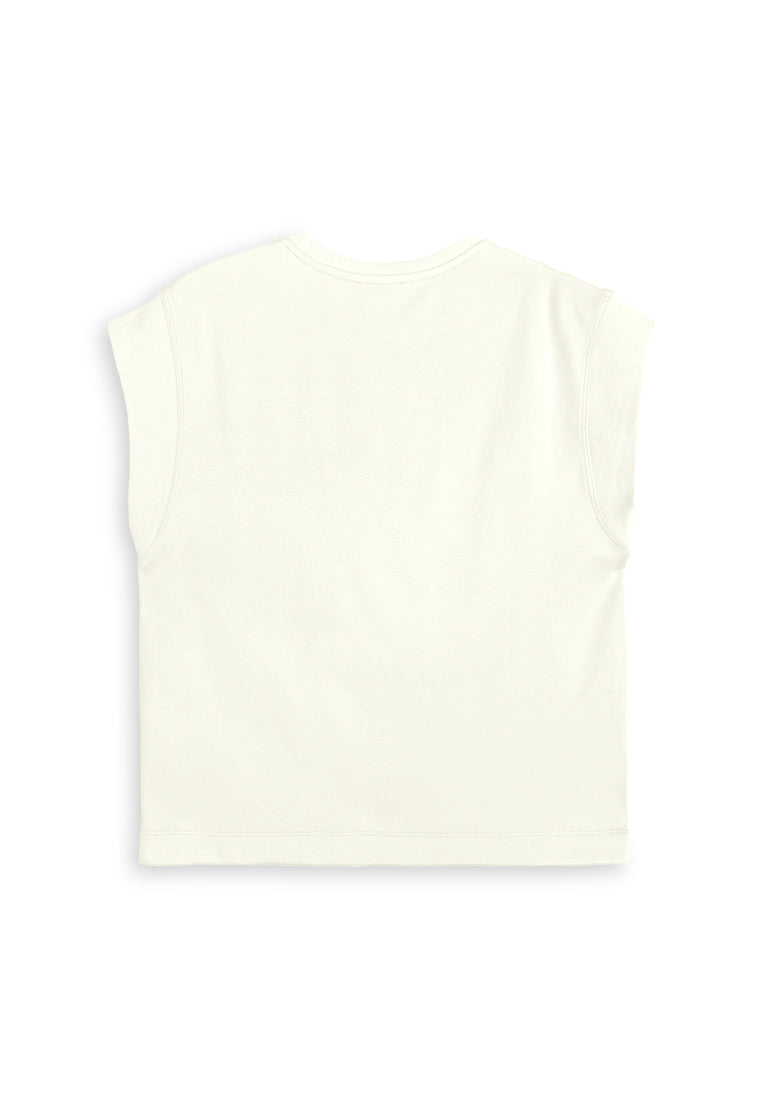 Women Sleeveless Fashion Tee - White - 410336