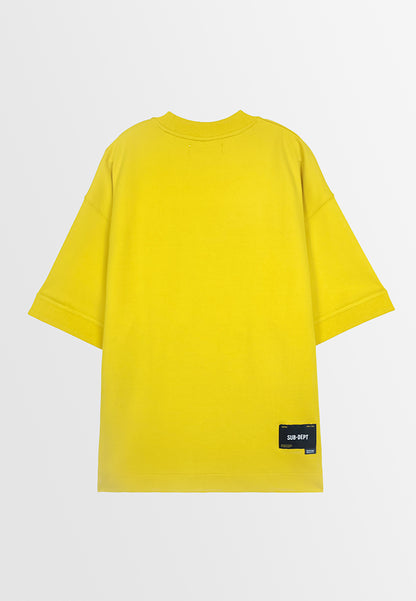 Men Oversized T-Shirt Short Sleeve - Yellow - 310112