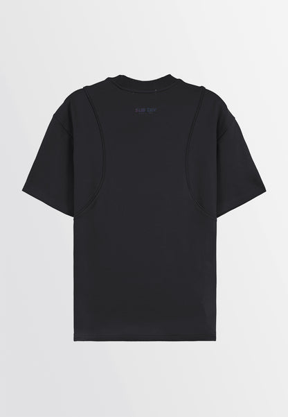 Men Oversized T-Shirt Short Sleeve - Black - 410002