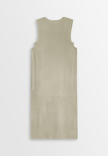 Women Sleeveless Maxi Dress - Khaki - 410257