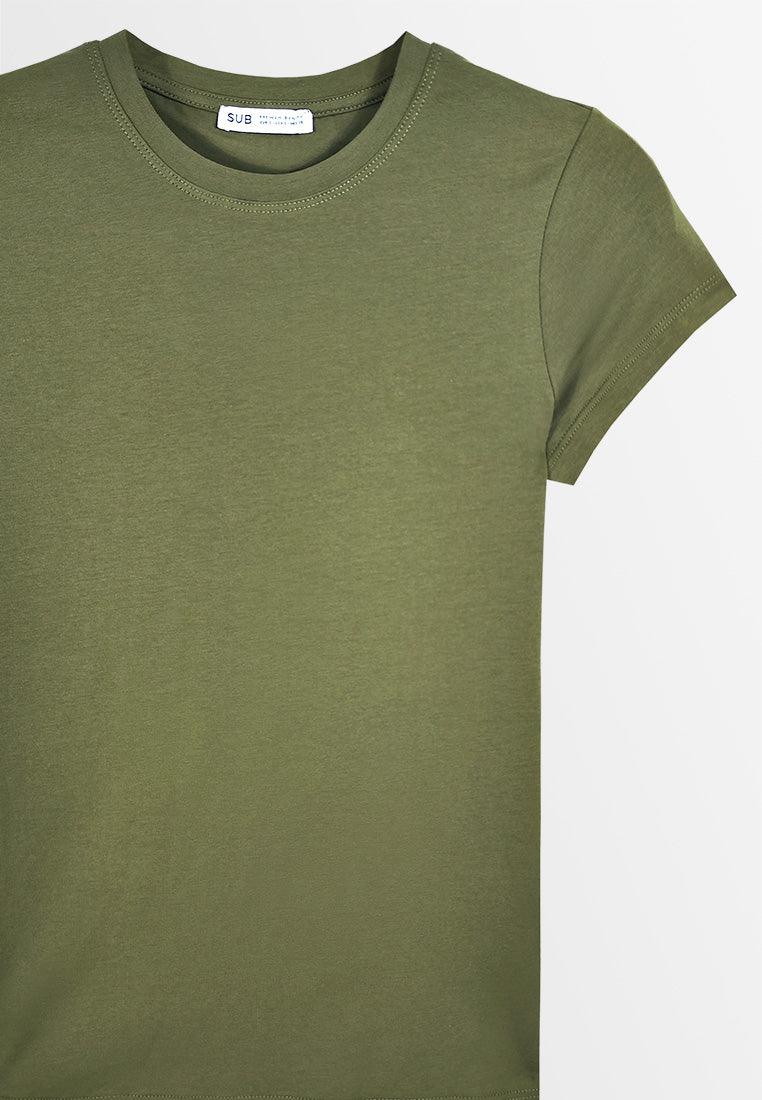 Women Short-Sleeve Basic Tee - Army Green - M3W691