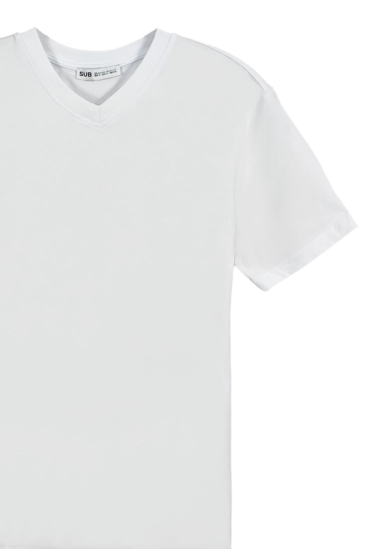 Men Short-Sleeve V-Neck Basic Tee - White - 310024