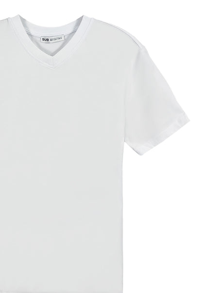 Men Short-Sleeve V-Neck Basic Tee - White - 310024