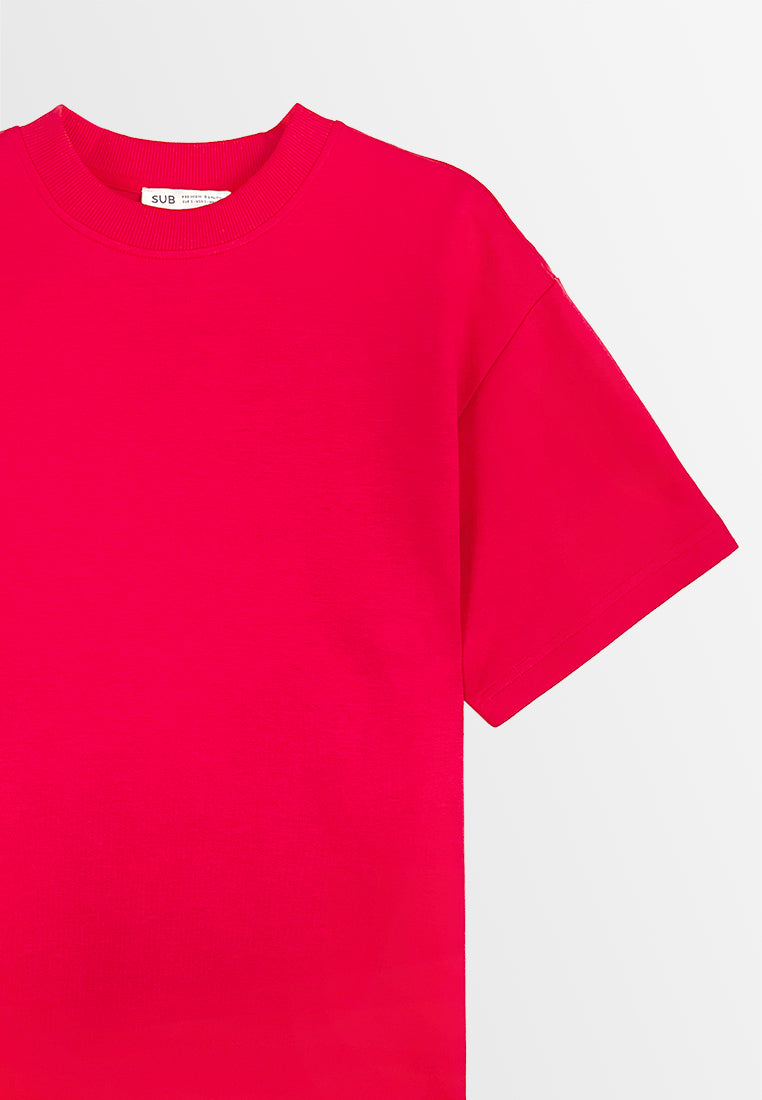 Men Oversized T-Shirt Short Sleeve - Red - 410415